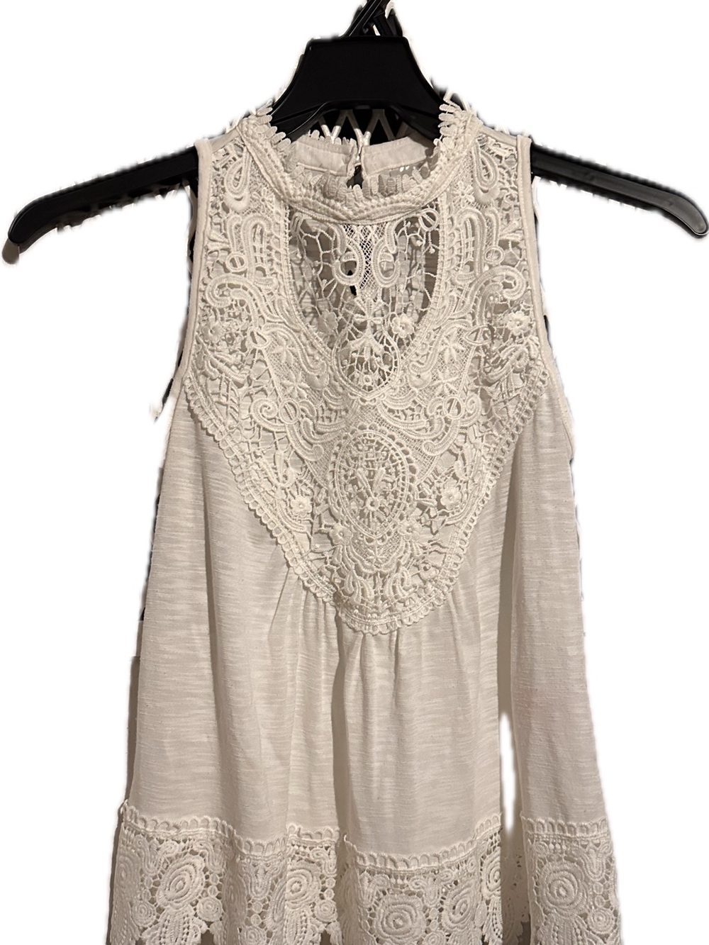 High-Neck Crocheted Camisole Cream color